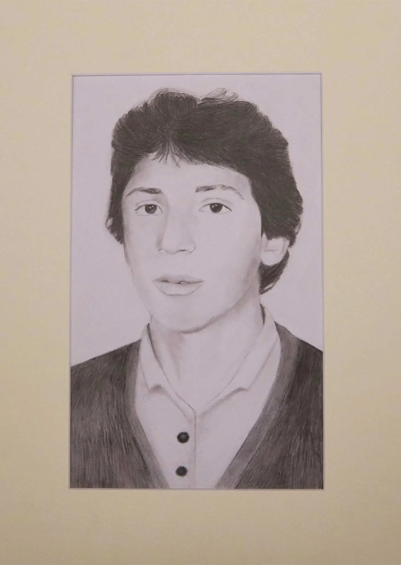 Portrait pencil drawing of a dark-haired man