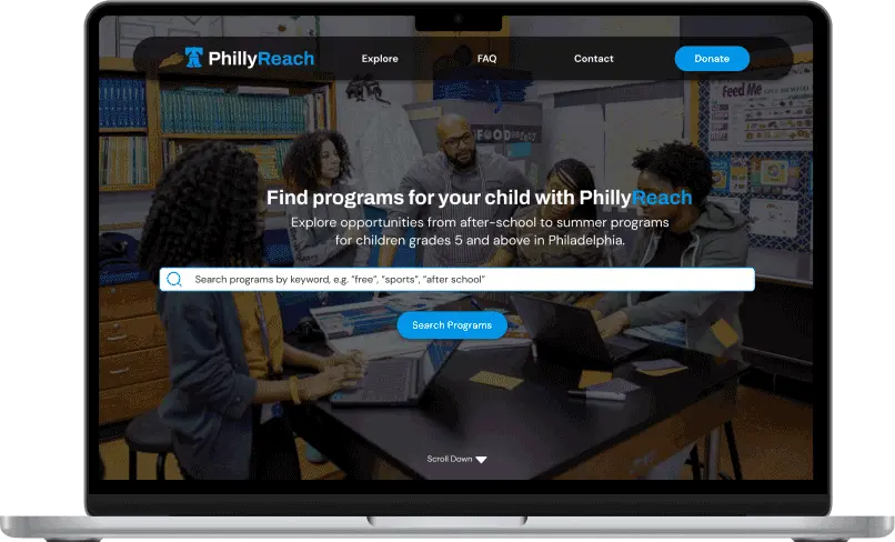 PhillyReach desktop mockup