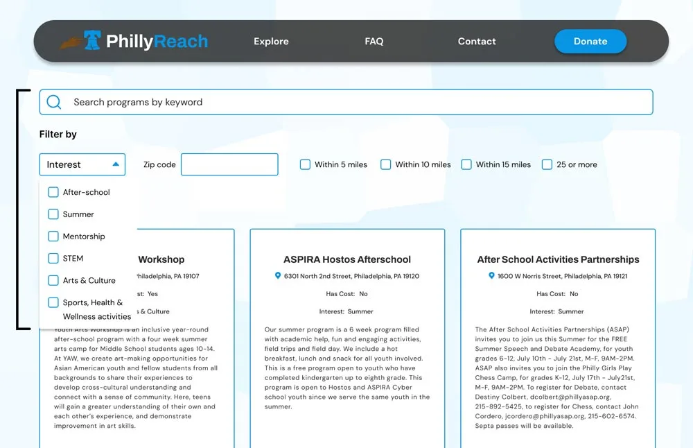 Phillyreach image filtering